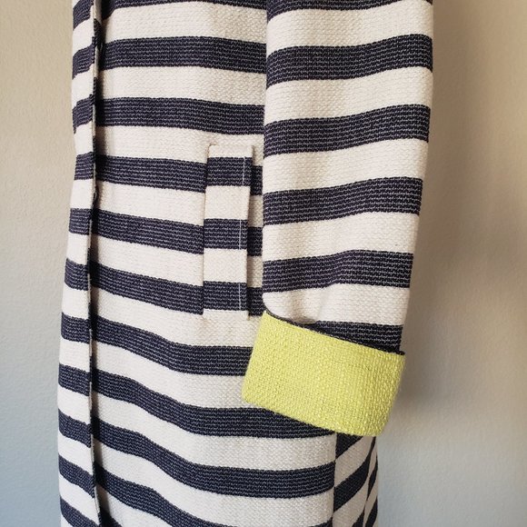 Spring Coat Long Trench Jacket Striped Cuffed - Picture 2 of 12